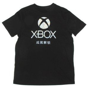 Xbox Silver Foil Hologram Black Men's T-Shirt Tee Video Game size Medium - 025